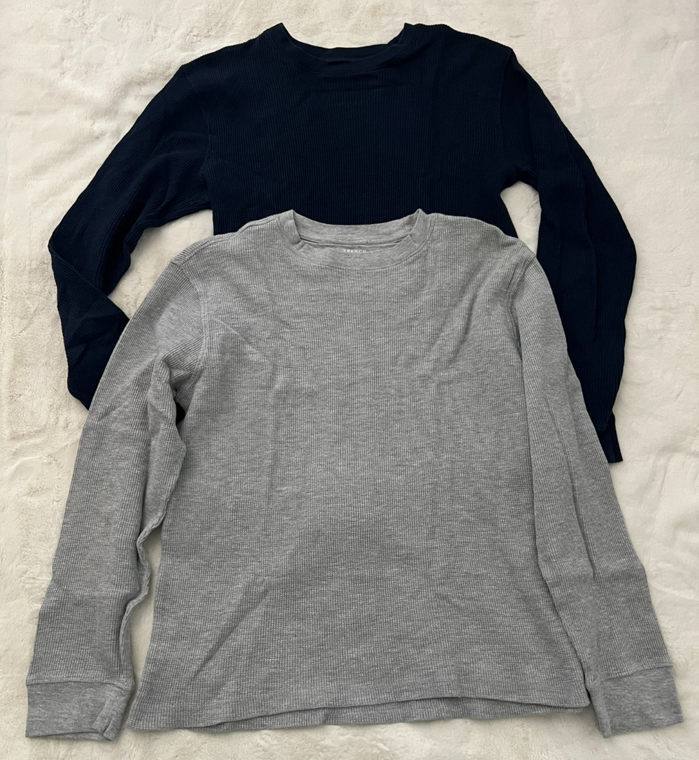 French Toast Kids XL 14/16 Thermal Shirts Lot of 2 Navy Gray Long Sleeve Tops
